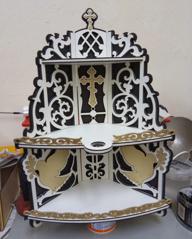 طرح قفسه گوشه آیکون مناسب برای استفاده در دستگاه های cnc چوب و cnc لیزر - laser cut corner shelf for icons cdr file