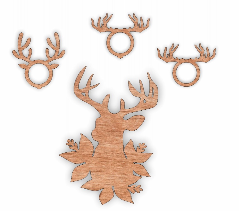 طرح حلقه دستمال سفره چوبی گوزن شمالی مناسب برای استفاده در دستگاه های cnc چوب و cnc لیزر - laser cut wooden reindeer napkin rings cdr file