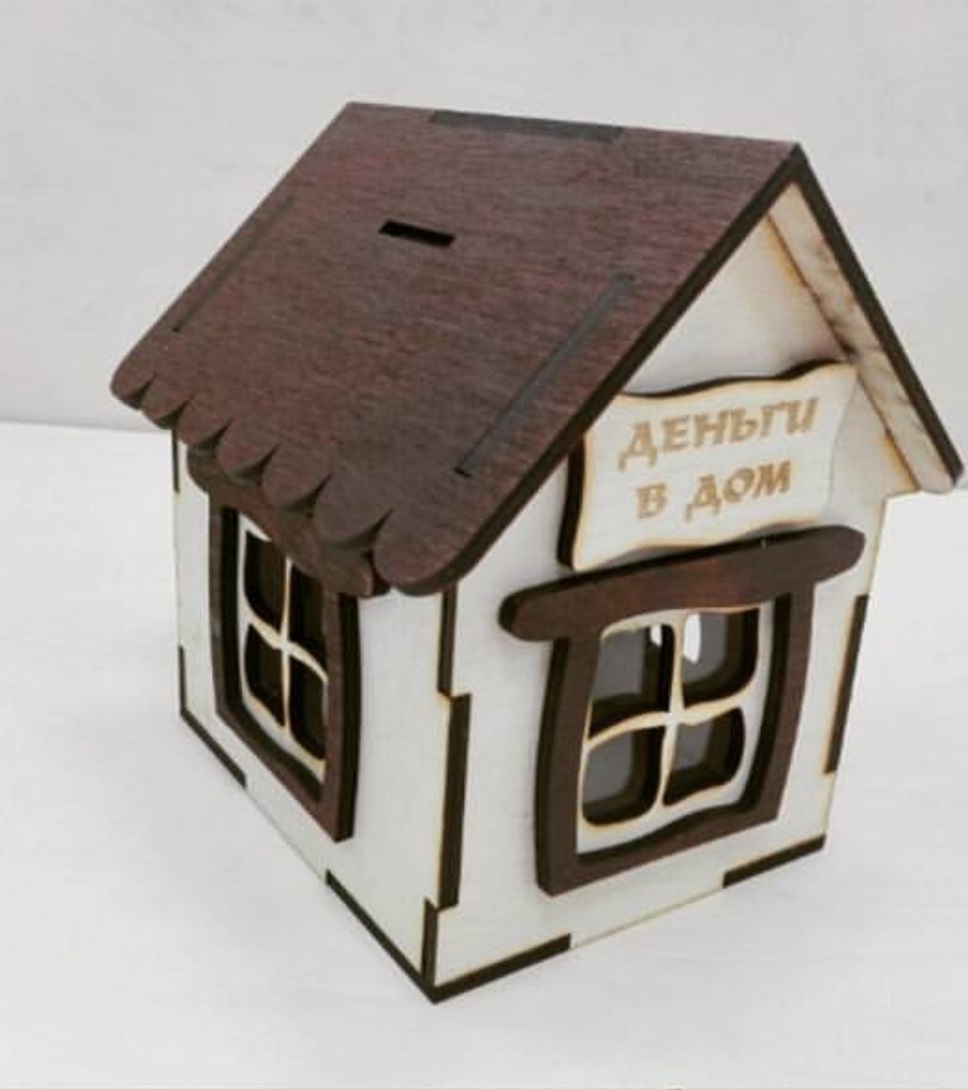 طرح خانه قلک مناسب برای استفاده در دستگاه های cnc چوب و cnc لیزر - laser cut piggy bank house cdr file