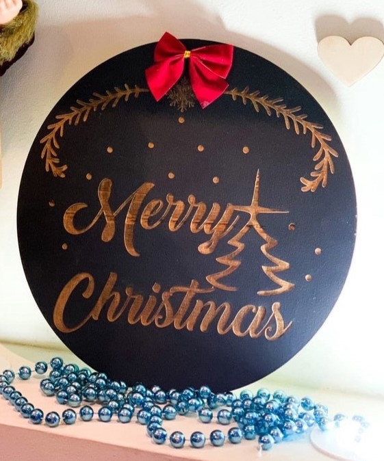 طرح بشقاب کریسمس دکوری مناسب برای استفاده در دستگاه های cnc چوب و cnc لیزر - laser cut christmas display plate decor cdr file