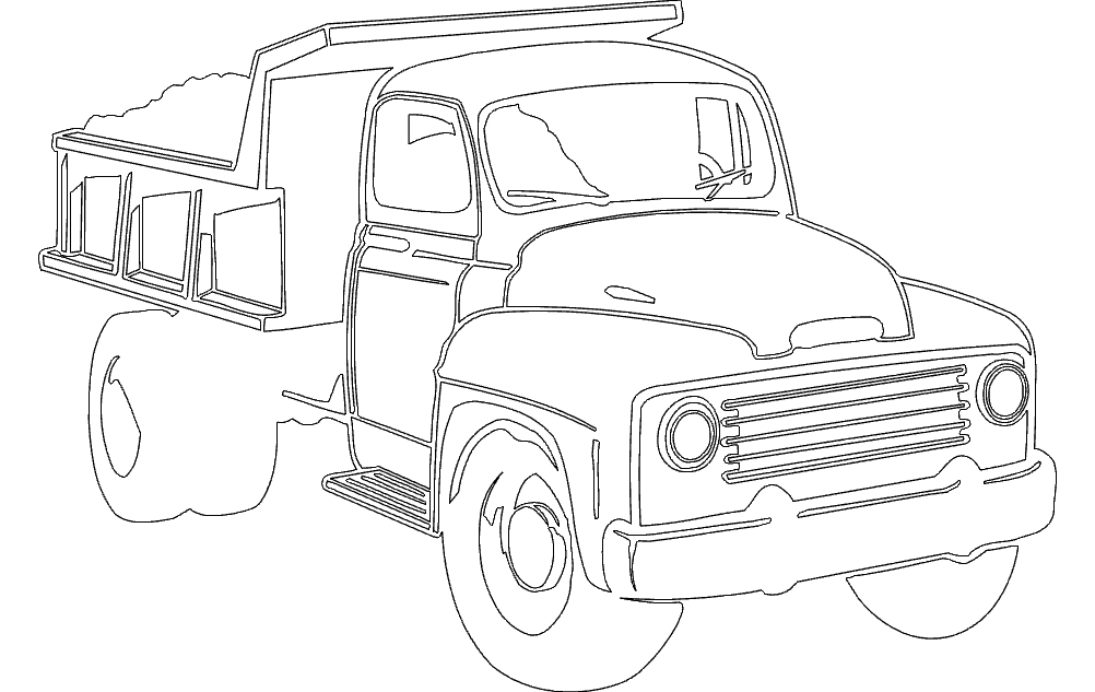 طرح کامیون کمپرسی مناسب برای استفاده در دستگاه های cnc چوب و cnc لیزر - dump truck dxf file