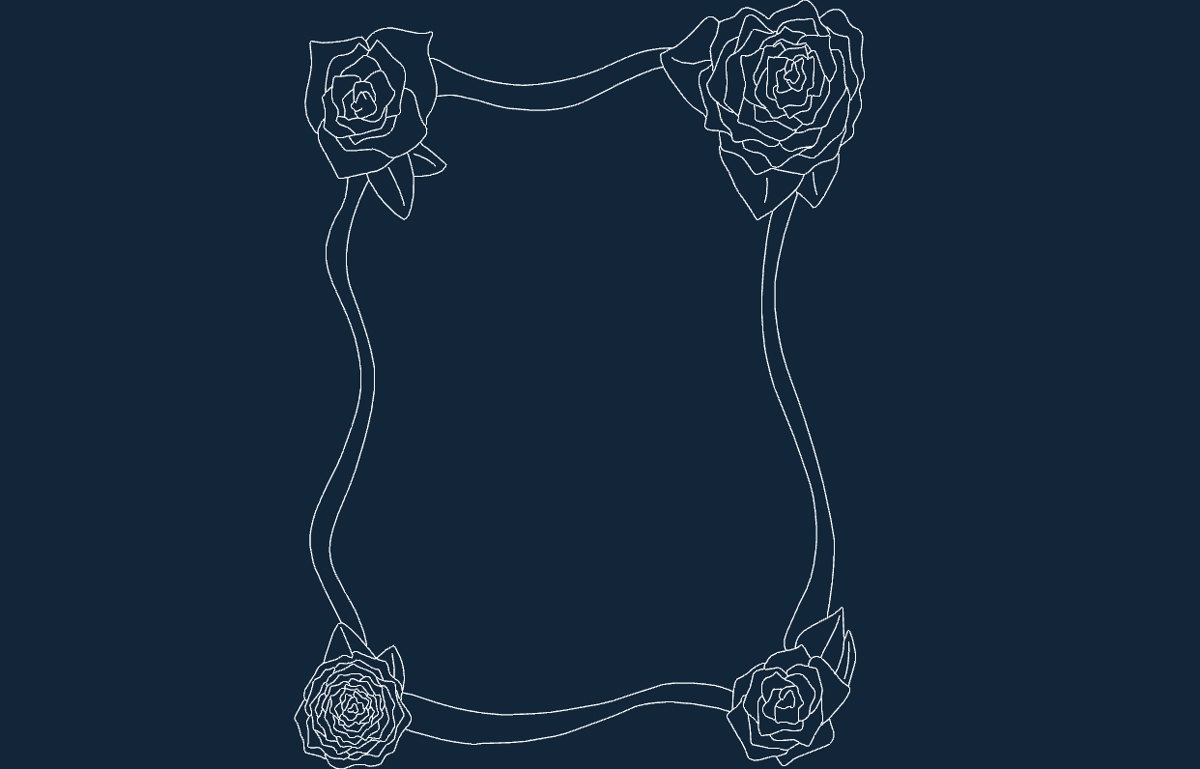 طرح قاب گل مناسب برای استفاده در دستگاه های cnc چوب و cnc لیزر - flower frame dxf