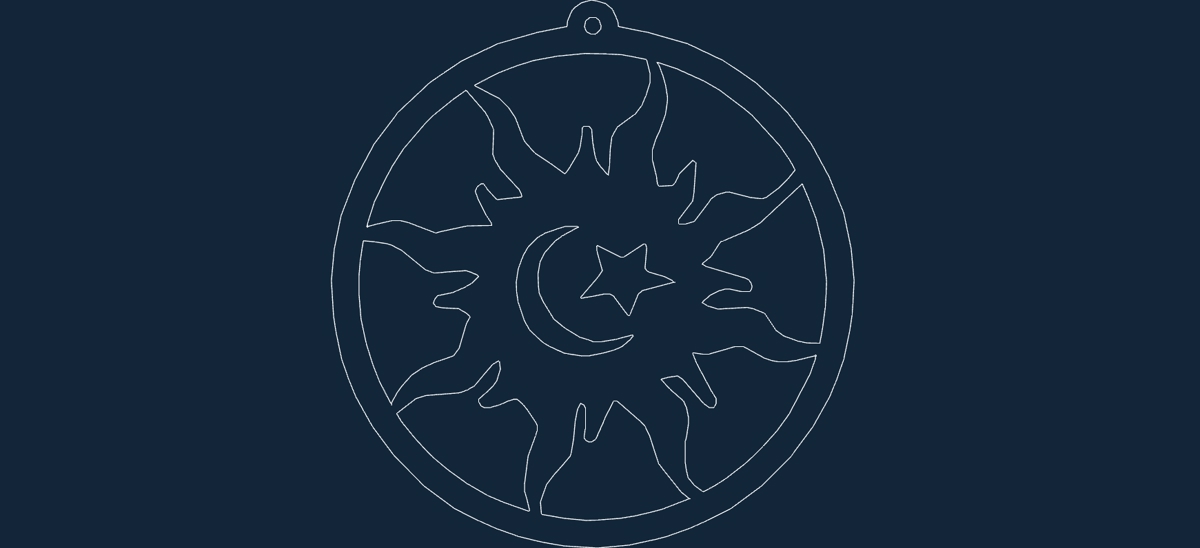 طرح خورشید ماه ستاره مناسب برای استفاده در دستگاه های cnc چوب و cnc لیزر - sun moon star dxf file