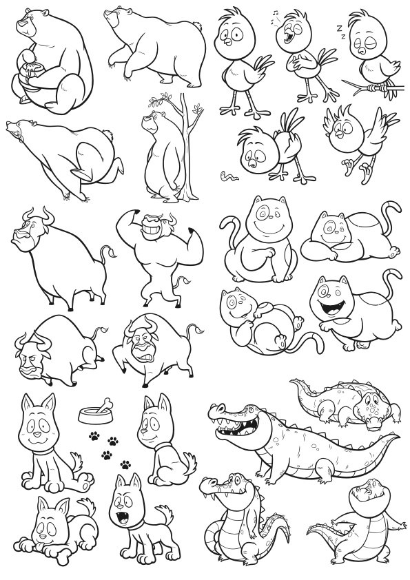 طرح وکتور حیوانات کارتونی مناسب برای استفاده در دستگاه های cnc چوب و cnc لیزر - cartoon animals vectors cdr file