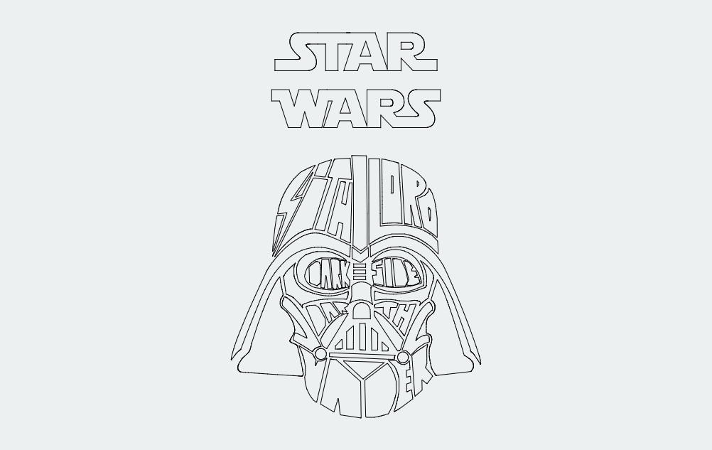 طرح دارث ویدر جنگ ستارگان مناسب برای استفاده در دستگاه های cnc چوب و cnc لیزر - darth vader star wars dxf file