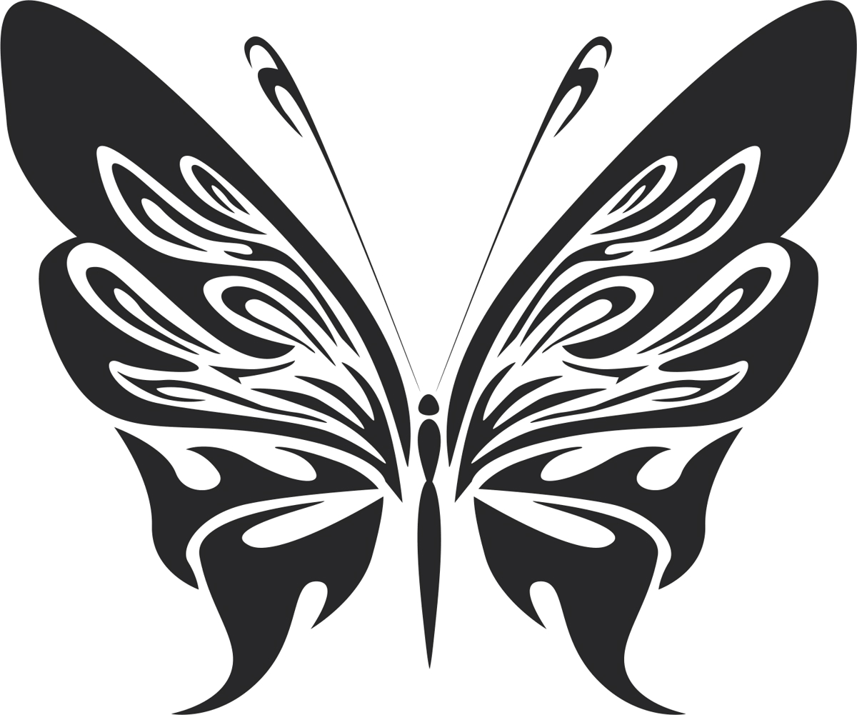طرح وکتور پروانه قبیله ای شماره ۰۷ مناسب برای استفاده در دستگاه های cnc چوب و cnc لیزر - tribal butterfly vector art 07 dxf file