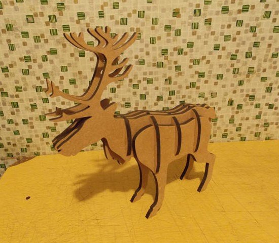 طرح سه بعدی گوزن شمالی کریسمس مناسب برای استفاده در دستگاه های cnc چوب و cnc لیزر - laser cut christmas reindeer 3d dxf file