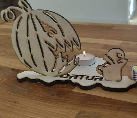 طرح و چراغ چای هالووین مناسب برای استفاده در دستگاه های cnc چوب و cnc لیزر - laser cut halloween tealight svg file