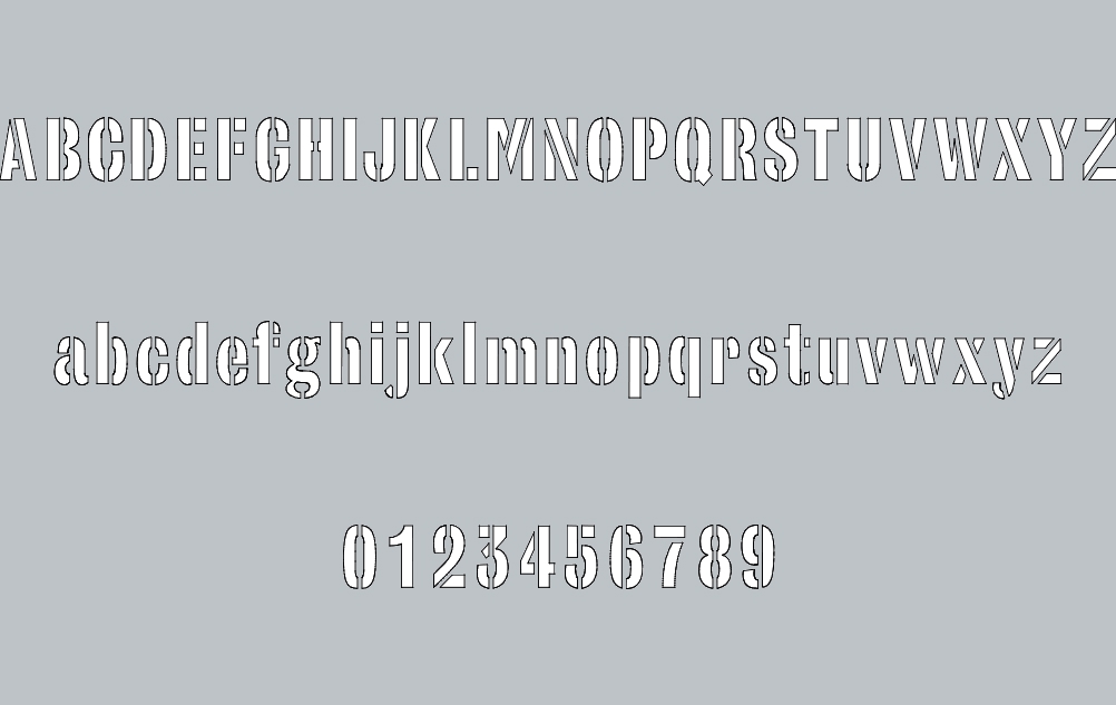 طرح فونت استنسیل ارتشی مناسب برای استفاده در دستگاه های cnc چوب و cnc لیزر - army stencil font dxf file
