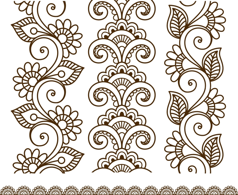 طرح وکتور گل حنا برای تتو با حنا - مناسب برای استفاده در دستگاه های cnc چوب و cnc لیزر - henna tattoo mehndi flower template vector cdr file