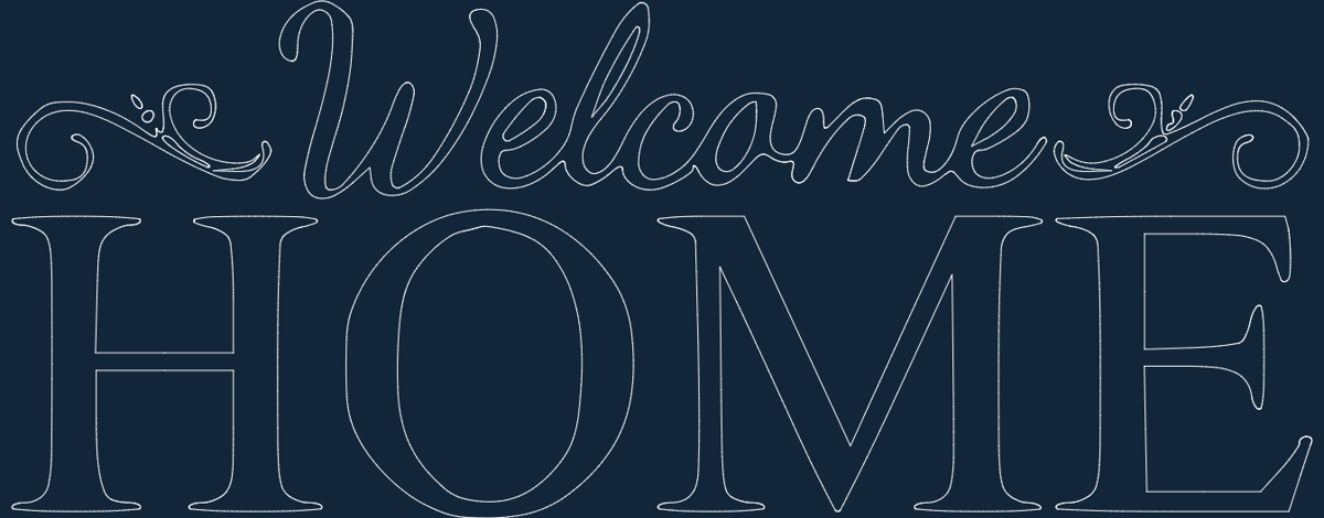 طرح به خانه خوش آمدید مناسب برای استفاده در دستگاه های cnc چوب و cnc لیزر - welcome home dxf file