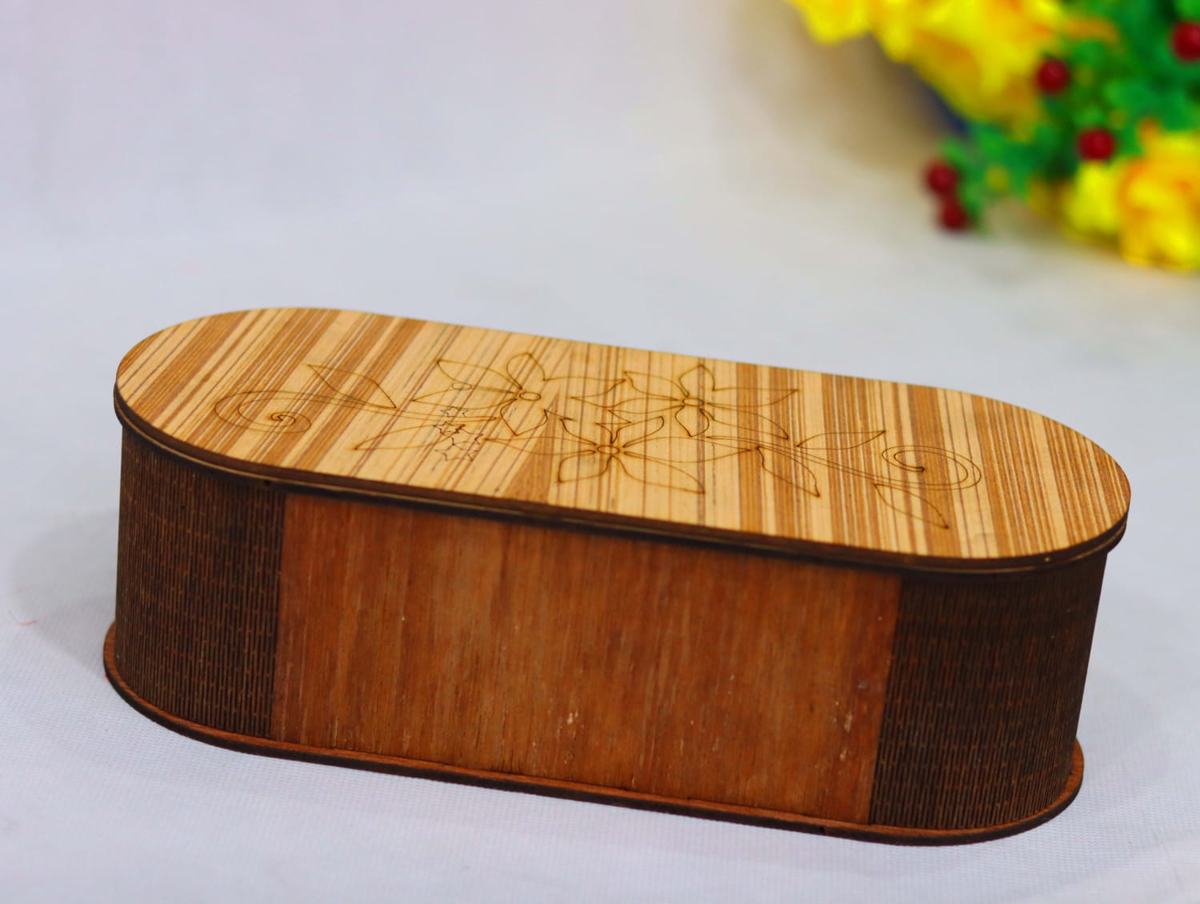 طرح جعبه کادو چوبی با گوشه گرد مناسب برای استفاده در دستگاه های cnc چوب و cnc لیزر - laser cut rounded corner wood gift box cdr file