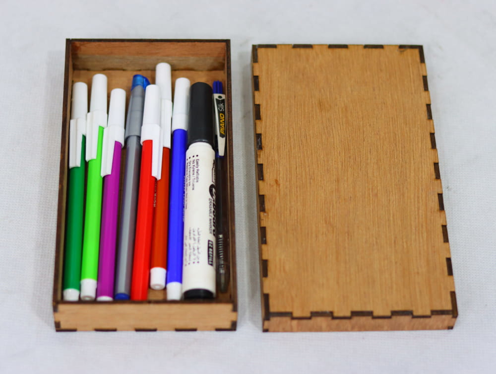 طرح جا مدادی چوبی جعبه چوبی خالی مناسب برای استفاده در دستگاه های cnc چوب و cnc لیزر - laser cut wood pencil case blank wooden box cdr file