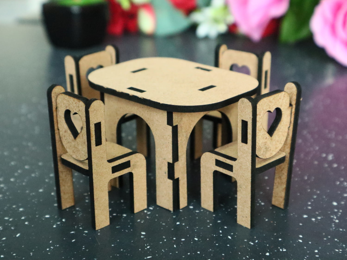 طرح مبلمان اتاق غذاخوری خانه عروسکی مناسب برای استفاده در دستگاه های cnc چوب و cnc لیزر - laser cut dollhouse dining room furniture cdr file