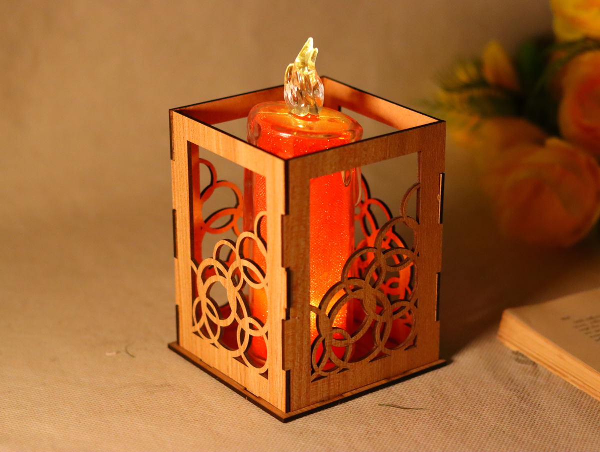 طرح جعبه شمع چوبی مناسب برای استفاده در دستگاه های cnc چوب و cnc لیزر - laser cut wooden candle box cdr file