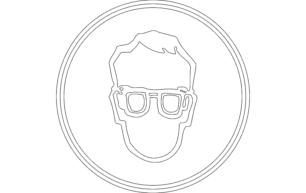 طرح علامت محافظ چشم مناسب برای استفاده در دستگاه های cnc چوب و cnc لیزر - eye protection sign dxf file