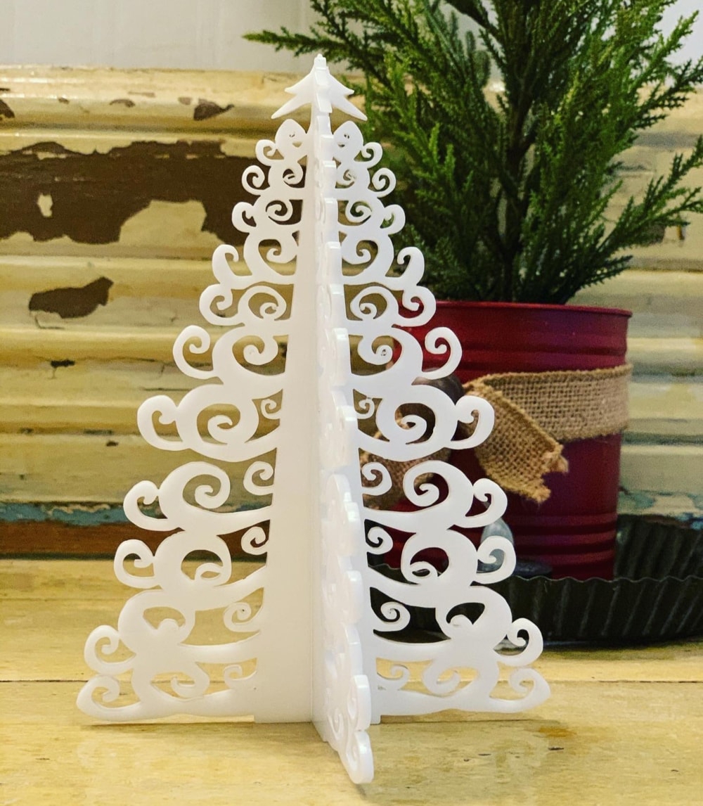 طرح سه بعدی درخت کریسمس ایستاده مناسب برای استفاده در دستگاه های cnc چوب و cnc لیزر - laser cut 3d standing christmas tree svg file