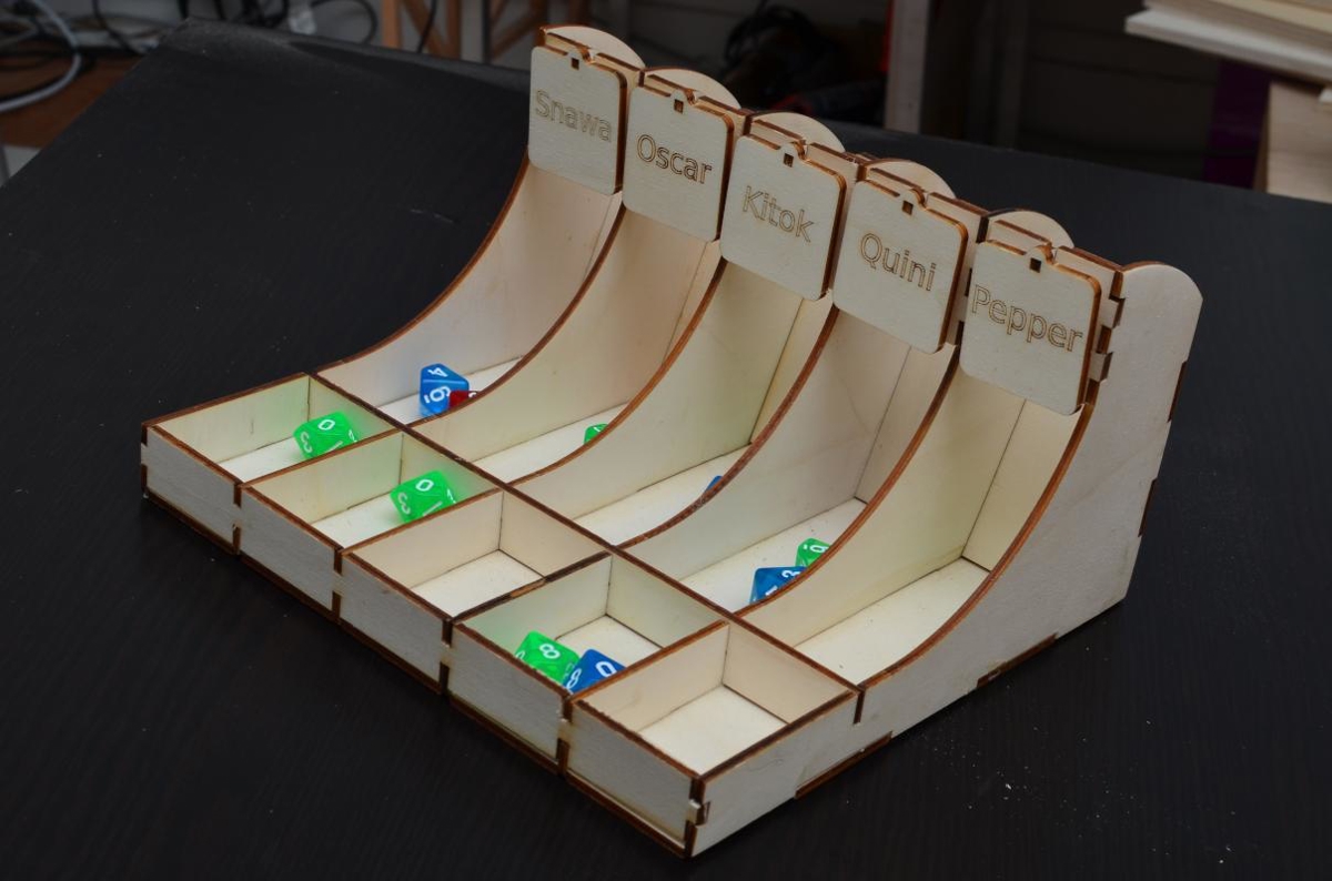 طرح مرتب کننده تاس مناسب برای استفاده در دستگاه های cnc چوب و cnc لیزر - laser cut dice sorter svg file
