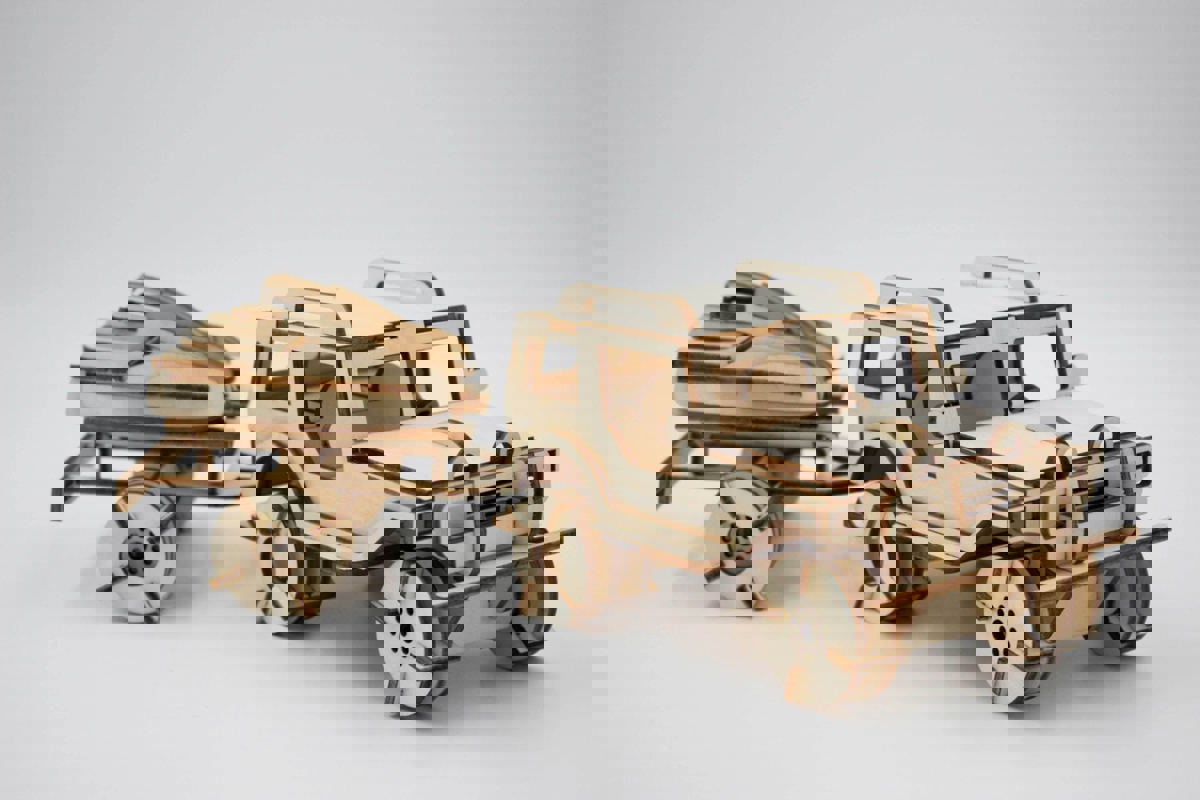 طرح پازل سه بعدی جیپ مناسب برای استفاده در دستگاه های cnc چوب و cnc لیزر - laser cut jeep 3d puzzle cdr file