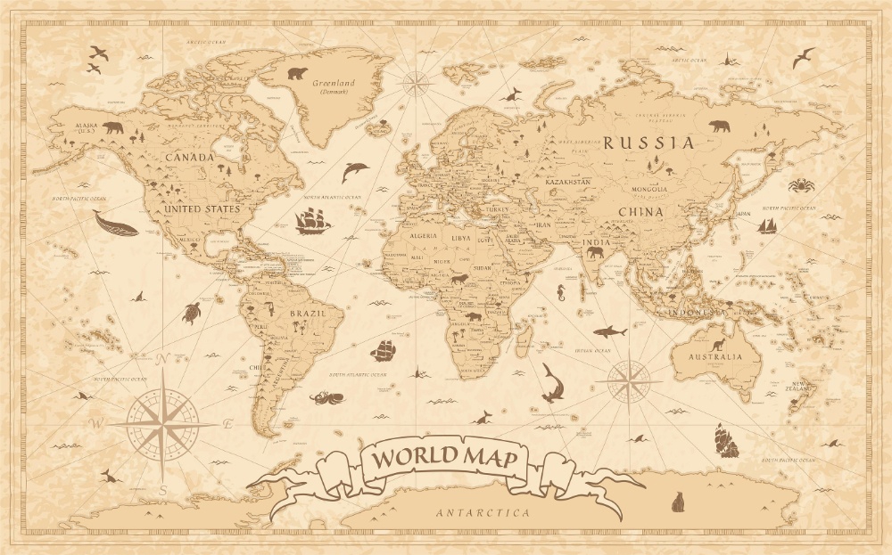 طرح حکاکی لیزری نقشه جهان برای دیوار مناسب برای استفاده در دستگاه های cnc چوب و cnc لیزر - laser cut engraved world map wall decor cdr file