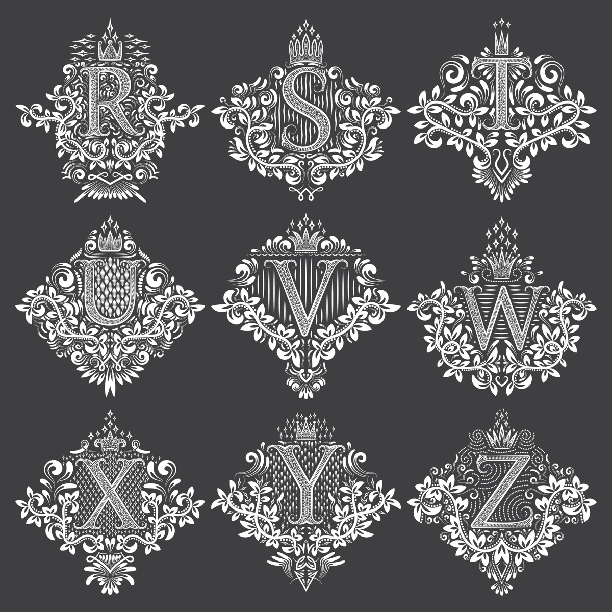 طرح حروف تزئینی وکتور مناسب برای استفاده در دستگاه های cnc چوب و cnc لیزر - decorative letters vector art eps file