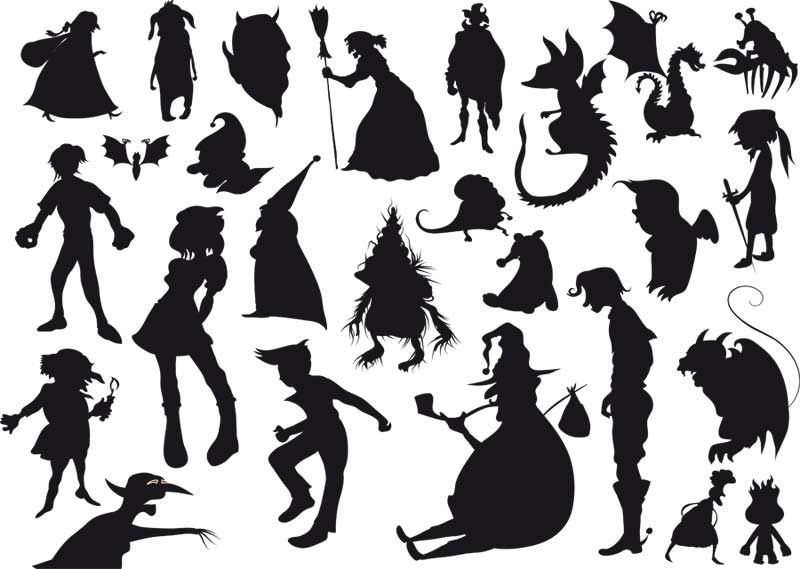 طرح سیلوئت جادوگر مناسب برای استفاده در دستگاه های cnc چوب و cnc لیزر - witch silhouettes eps file