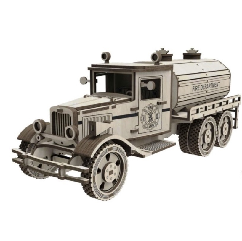 طرح ماشین آتش نشانی چوبی مناسب برای استفاده در دستگاه های cnc چوب و cnc لیزر - laser cut wooden fire truck cdr file