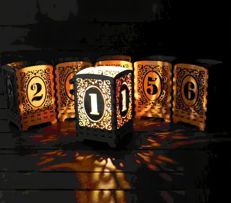 طرح چراغ خواب تزئینی با طرح اعداد مناسب برای استفاده در دستگاه های cnc چوب و cnc لیزر - laser cut decorative night light with numbers cdr file