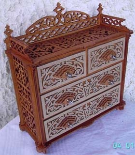 طرح کمد دراور چوبی مناسب برای استفاده در دستگاه های cnc چوب و cnc لیزر - laser cut wooden dresser chest of drawers cdr file