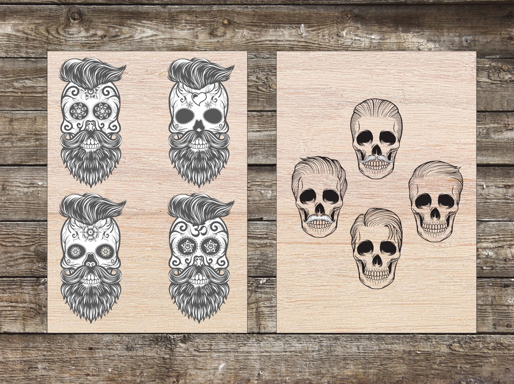 طرح حکاکی لیزری جمجمه شکر مناسب برای استفاده در دستگاه های cnc چوب و cnc لیزر - laser engraving sugar skull art cdr file