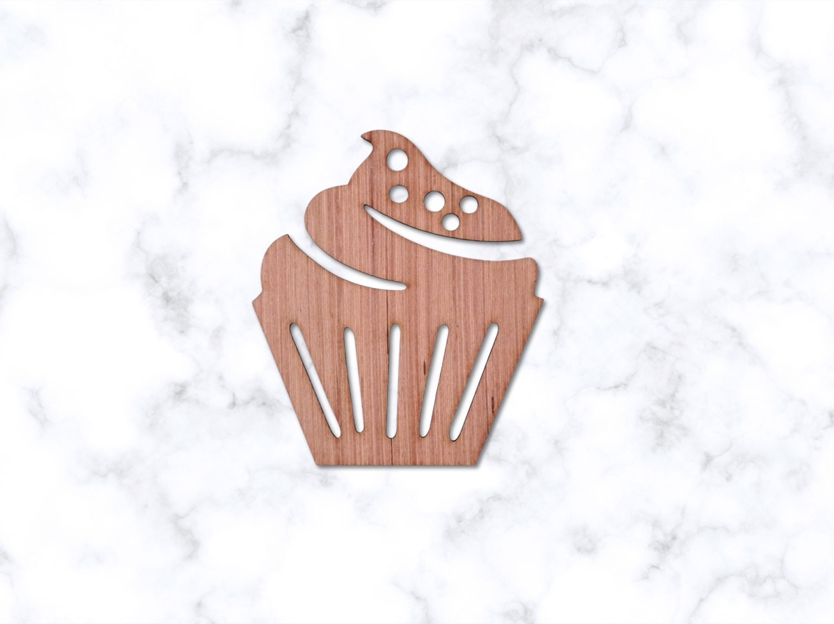 طرح کاپ کیک طرح چوب خام مناسب برای استفاده در دستگاه های cnc چوب و cnc لیزر - laser cut cupcake unfinished wood cutout shape cdr file