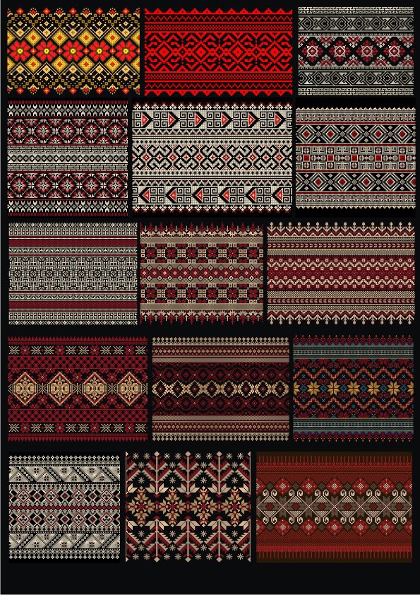 طرح تزئینات پارچه ای اوکراین مناسب برای استفاده در دستگاه های cnc چوب و cnc لیزر - ukraine fabric ornaments cdr file