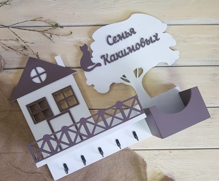طرح جعبه نامه با قلاب جاکلیدی مناسب برای استفاده در دستگاه های cnc چوب و cnc لیزر - laser cut mail organizer with key hooks cdr file