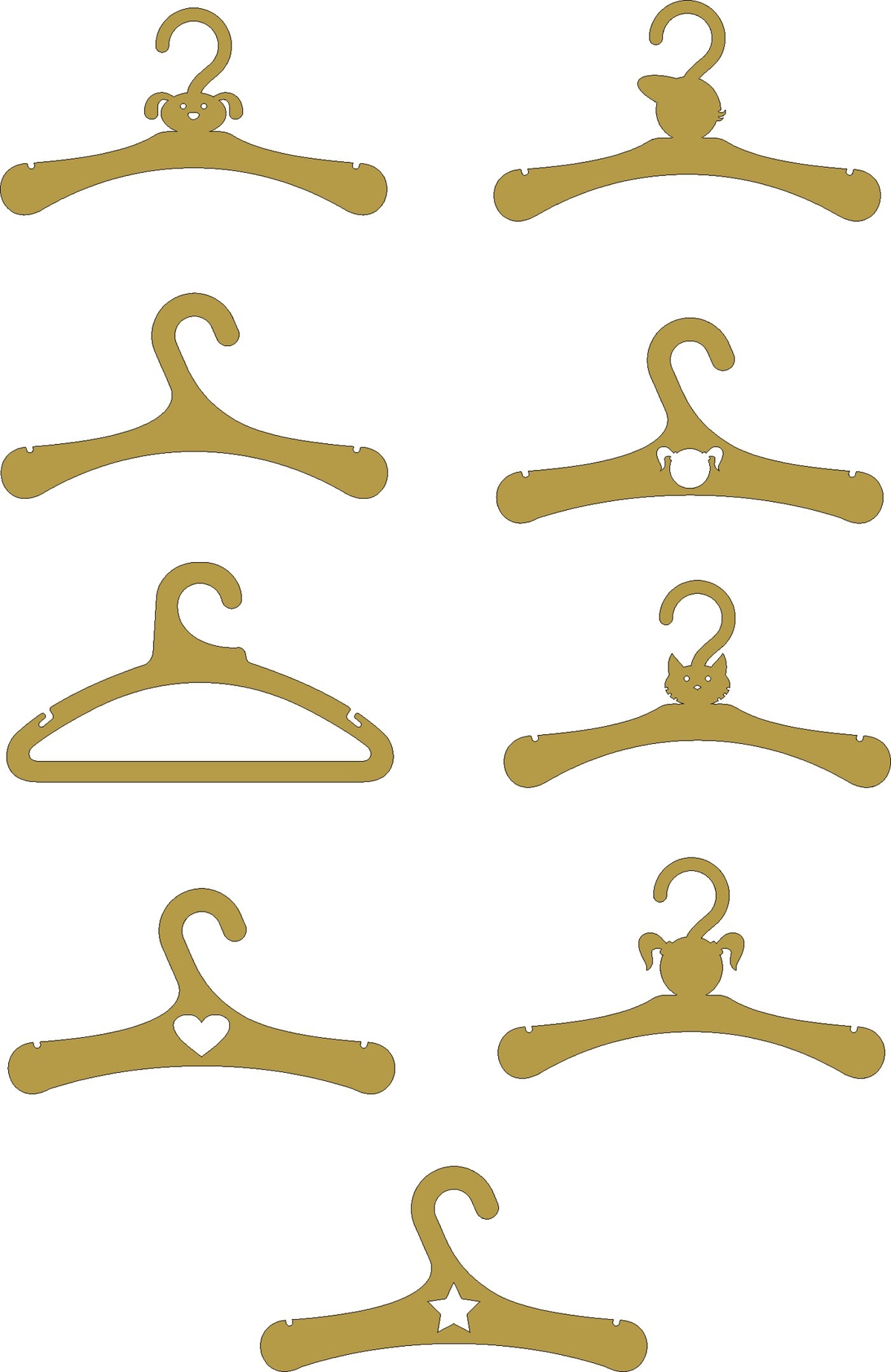 طرح آویز کودک مناسب برای استفاده در دستگاه های cnc چوب و cnc لیزر - laser cut baby hangers cdr file