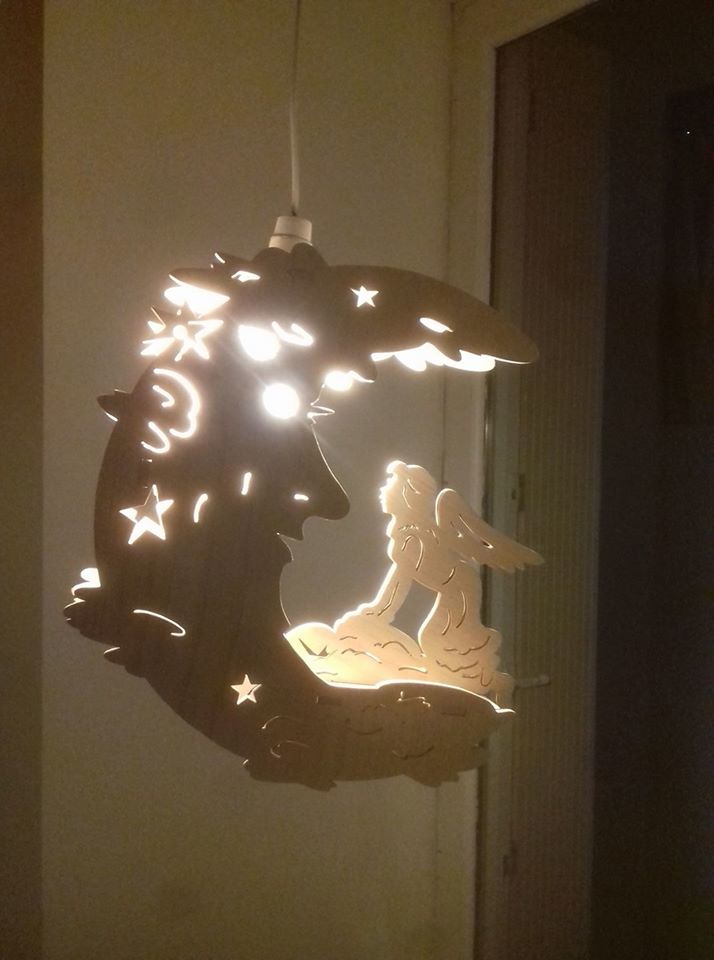طرح چراغ خواب طرح ماه پری مناسب برای استفاده در دستگاه های cnc چوب و cnc لیزر - laser cut fairy moon lamp night light dxf file