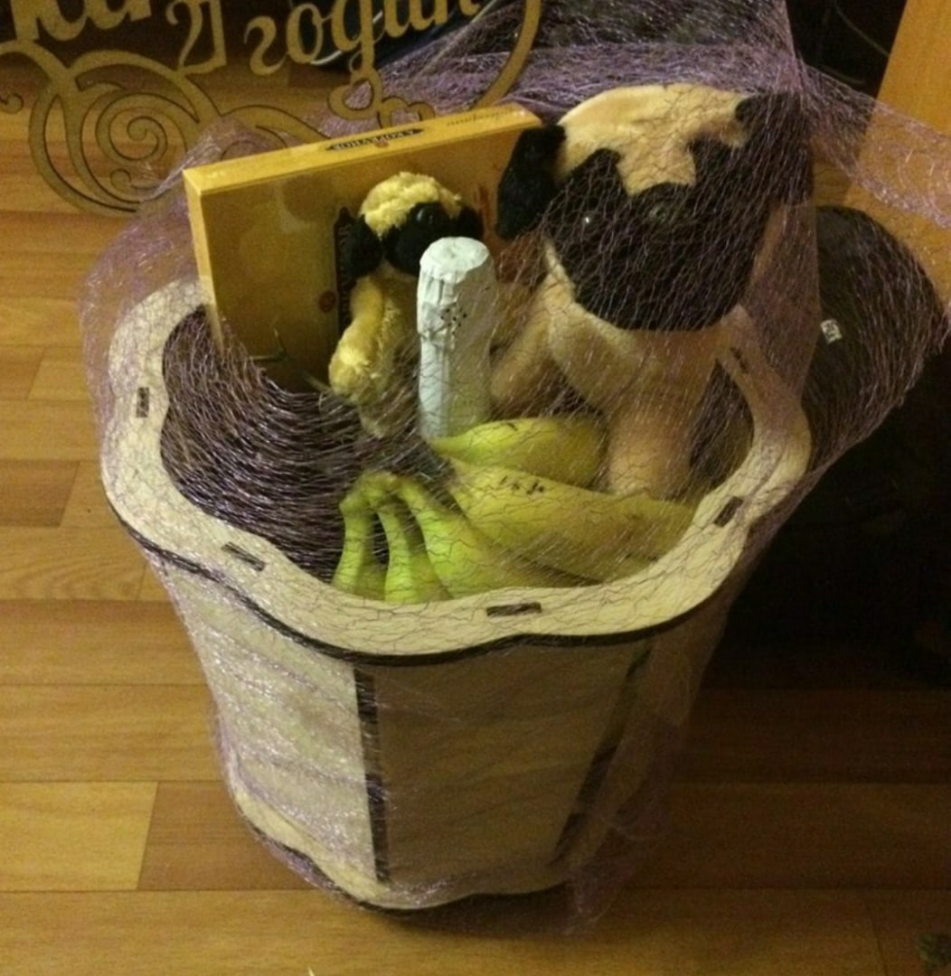 طرح سبد هدیه چوبی مناسب برای استفاده در دستگاه های cnc چوب و cnc لیزر - laser cut wooden gift basket dxf file