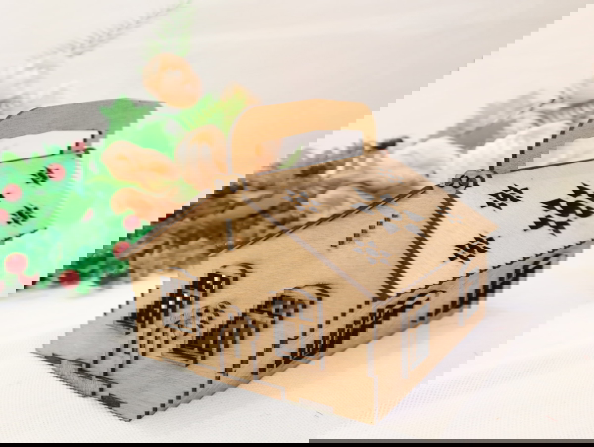 طرح جعبه خانه تخته سه لا 3 میلی متری مناسب برای استفاده در دستگاه های cnc چوب و cnc لیزر - laser cut house box plywood 3mm cdr file