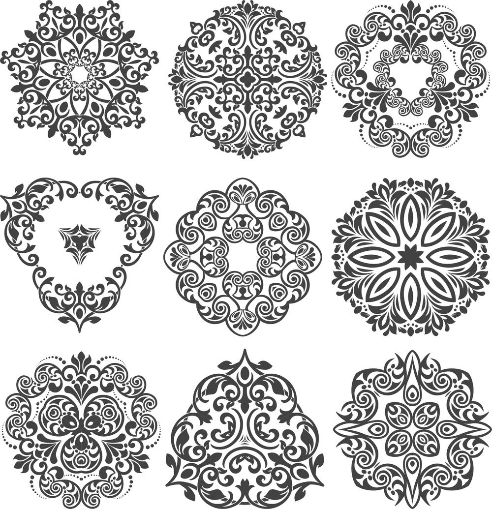 طرح مجموعه گل های تزئینی مناسب برای استفاده در دستگاه های cnc چوب و cnc لیزر - decorative flowers set cdr file