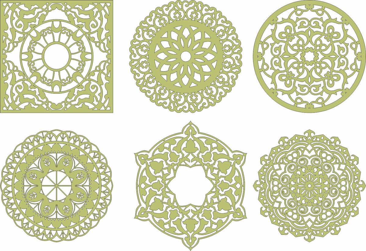 طرح ماندالا (چرخ هستی) مناسب برای استفاده در دستگاه های cnc چوب و cnc لیزر - laser cut mandala decorations cdr file