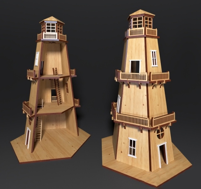 طرح فانوس دریایی مناسب برای استفاده در دستگاه های cnc چوب و cnc لیزر - laser cut lighthouse template cdr file