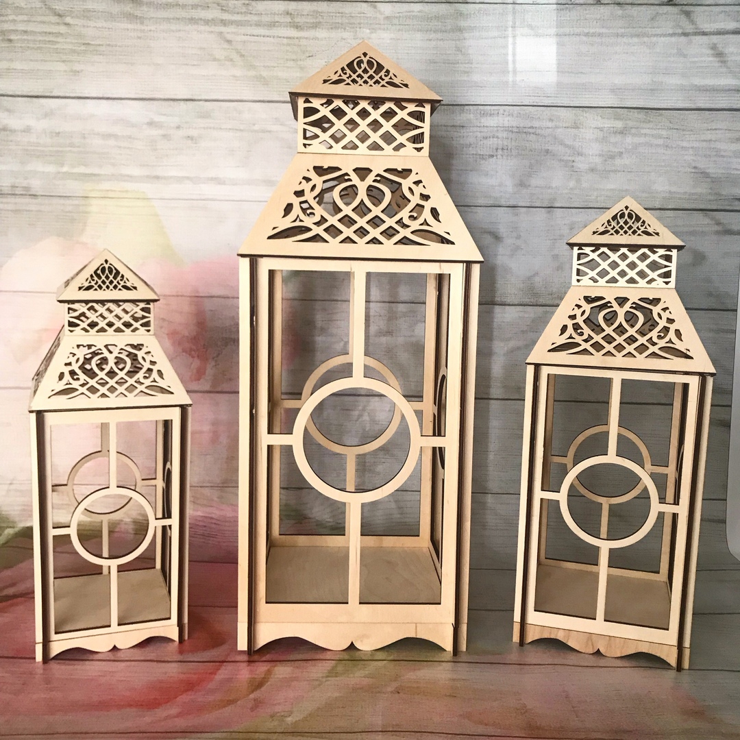 طرح فانوس شمعدانی مناسب برای استفاده در دستگاه های cnc چوب و cnc لیزر - laser cut lantern candlestick lamp cdr file