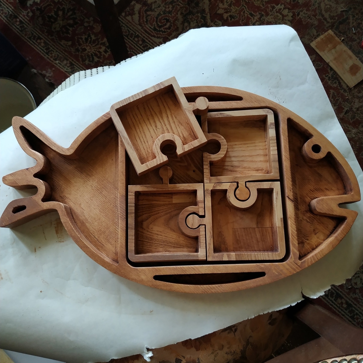 طرح سینی پذیرایی به شکل ماهی با اره مویی CNC و فرمت مناسب برای استفاده در دستگاه های cnc چوب و cnc لیزر - fish shape serving tray laser cut cnc scroll saw plans dxf file