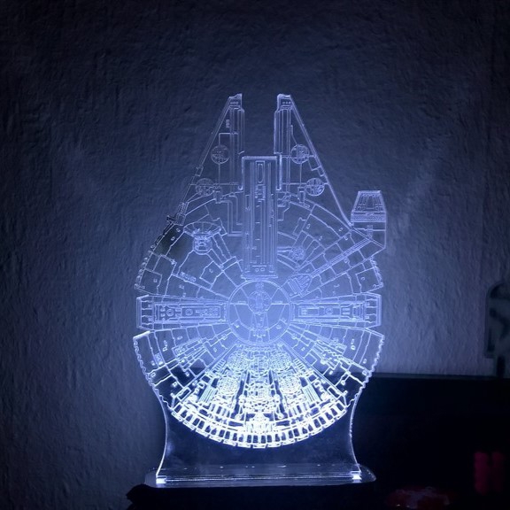 طرح چراغ توهم سه بعدی جنگ ستارگان مناسب برای استفاده در دستگاه های cnc چوب و cnc لیزر - laser cut star wars 3d illusion lamp ai file
