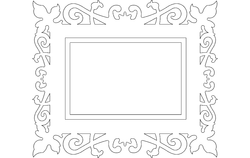 طرح فریم quadro trabalhado مناسب برای استفاده در دستگاه های cnc چوب و cnc لیزر - quadro trabalhado frame dxf file