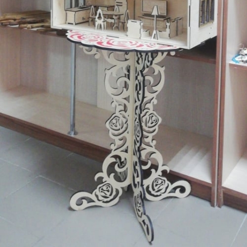 طرح میز گرد چوبی دکوری مناسب برای استفاده در دستگاه های cnc چوب و cnc لیزر - laser cut decorative wooden round table dxf file