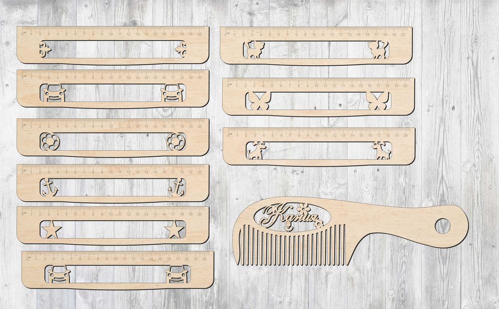 طرح مجموعه خط کش چوبی تزئینی مناسب برای استفاده در دستگاه های cnc چوب و cnc لیزر - laser cut wooden decorative ruler set cdr file
