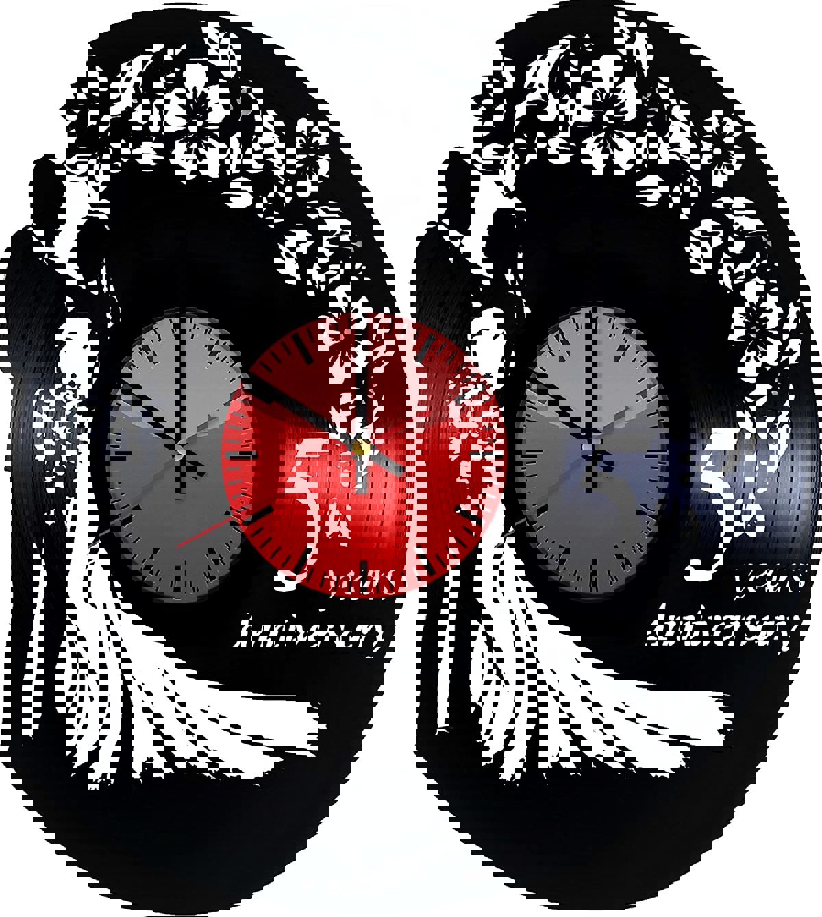 طرح ساعت دیواری وینیل مخصوص عروسی مناسب برای استفاده در دستگاه های cnc چوب و cnc لیزر - laser cut wedding vinyl record wall clock dxf file