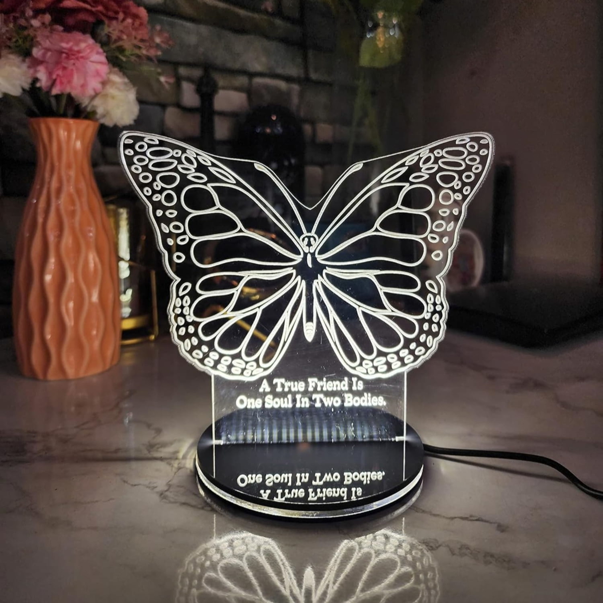 طرح چراغ خواب سه بعدی طرح پروانه مناسب برای استفاده در دستگاه های cnc چوب و cnc لیزر - laser cut butterfly 3d illusion night lamp cdr file