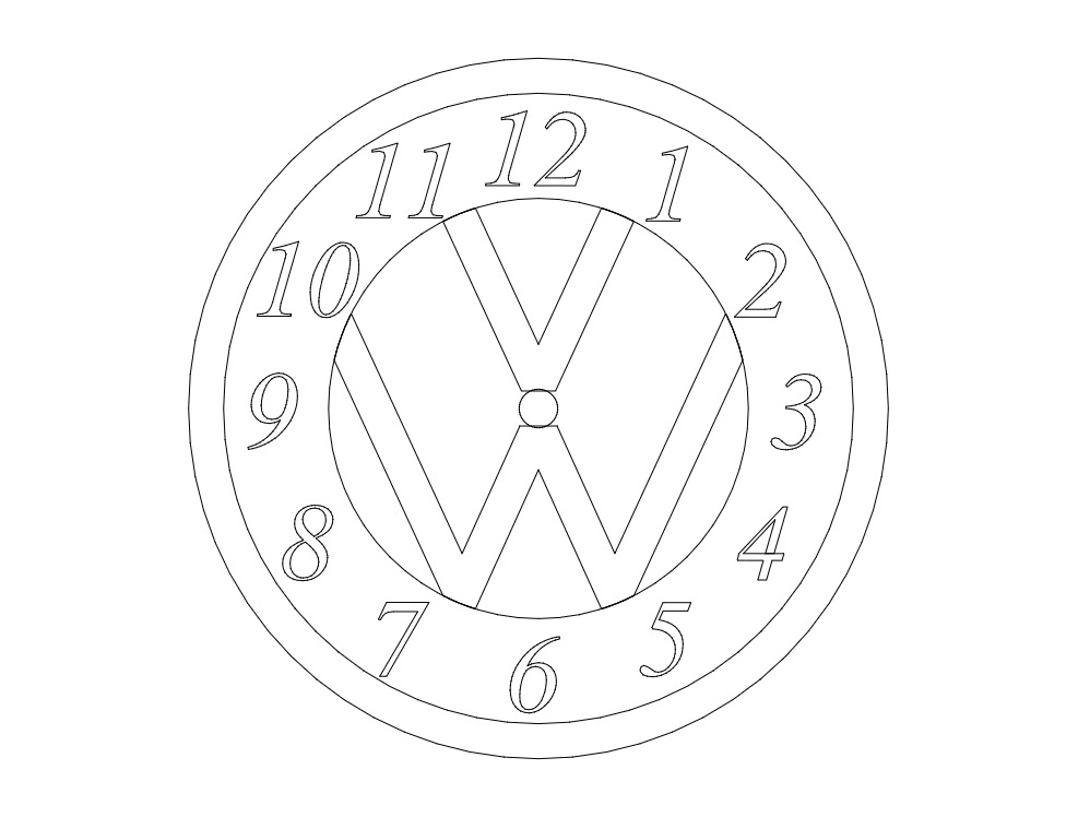 طرح ساعت فولکس واگن مناسب برای استفاده در دستگاه های cnc چوب و cnc لیزر - vw clock dxf file