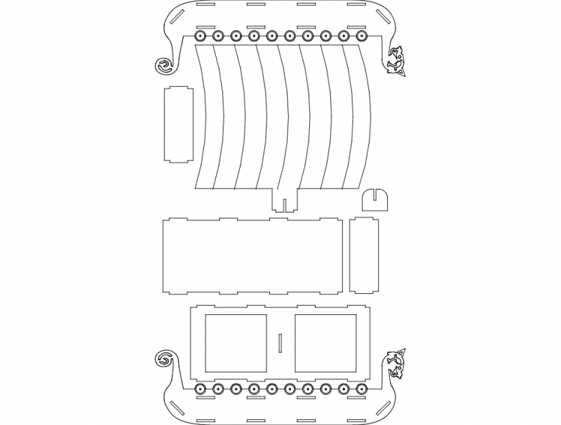 طرح آماده قایق وایکینگ‌ها مناسب برای استفاده در دستگاه های cnc چوب و cnc لیزر - viking boat finished dxf file